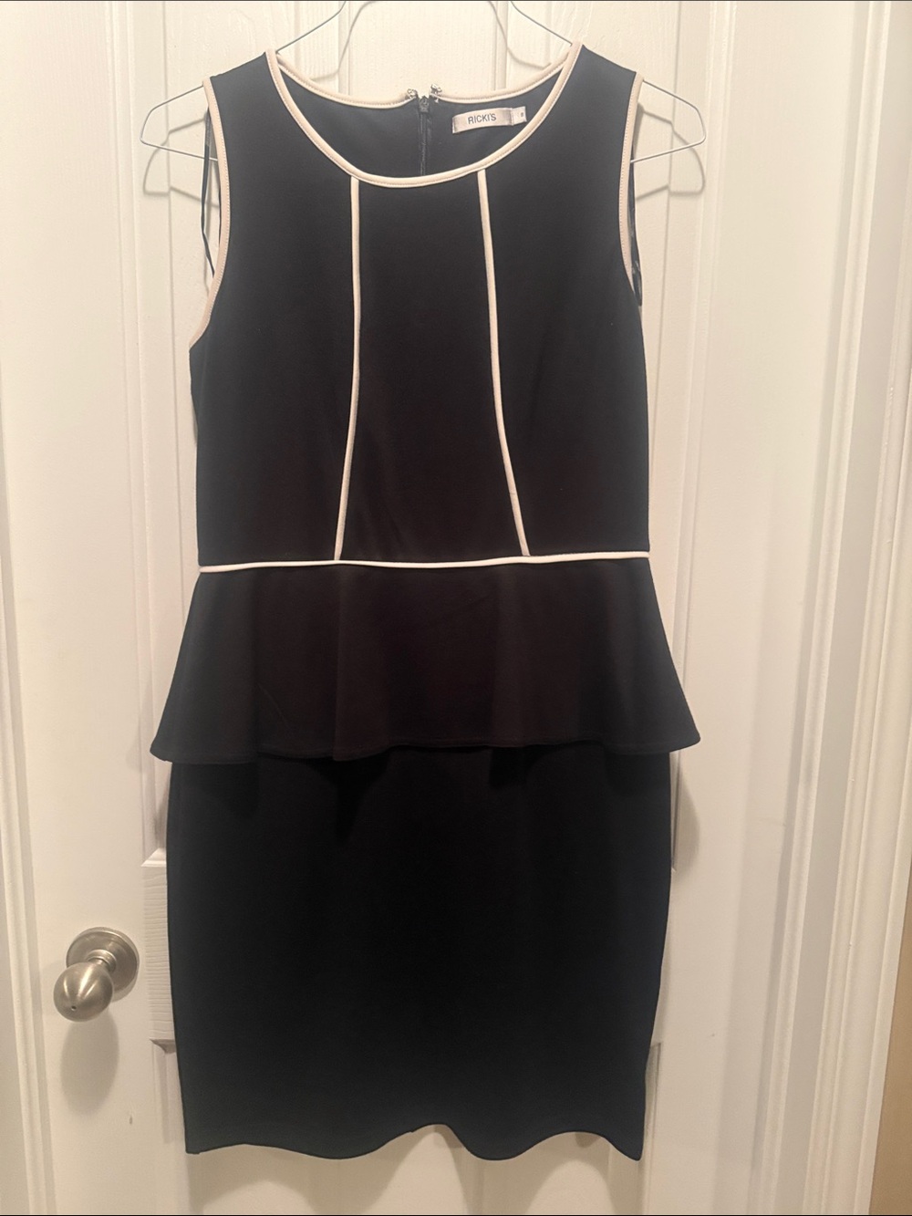 Ricki's Black Mini Dress with White Piping Peplum